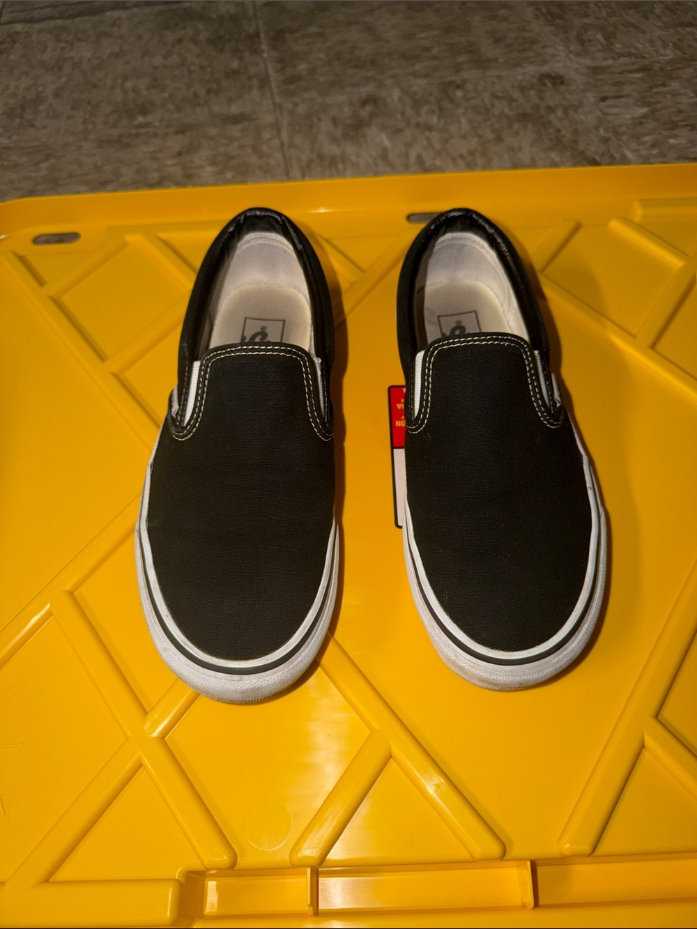 Vans Black Slip-On Canvas Shoes with White Trim